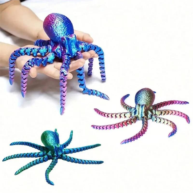 Vivid 3D-printed Octopus Ornament with Movable Joints, Aquarium Ornament, Model Octopus, Suitable for Various Decorative Scenes