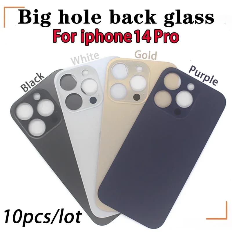 10pcs/Lot For iPhone 14 Pro Max Back Glass For iphone 14 Pro Battery Cover Original Colour Back shell big hole rear glass