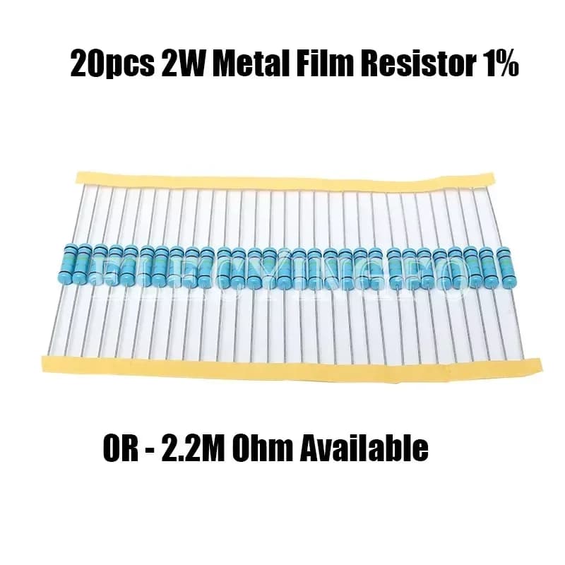 20Pcs 2W Metal Film Resistor 1% 0R - 2.2M 2.2 10 100 120 150 220 270 330 390 470 1K 2.2K 4.7K 10K 15K 22K 47K 100K 470K 1M ohm