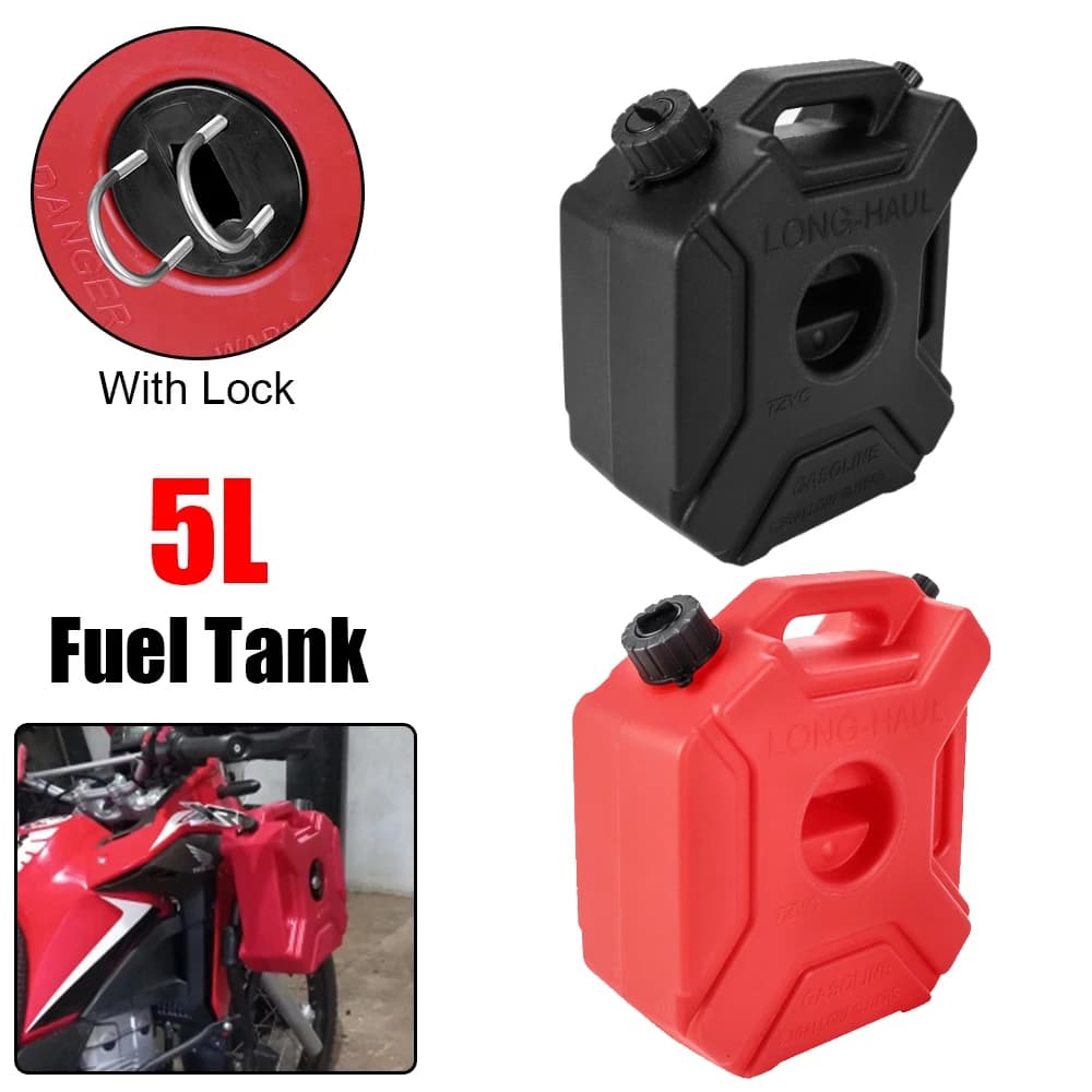 Universal 5L Motorcycle Spare Fuel Tank Car Jerrycan Jerry Can Caniste Gasoline Petrol Oil Gas Container Lock Set Accessories