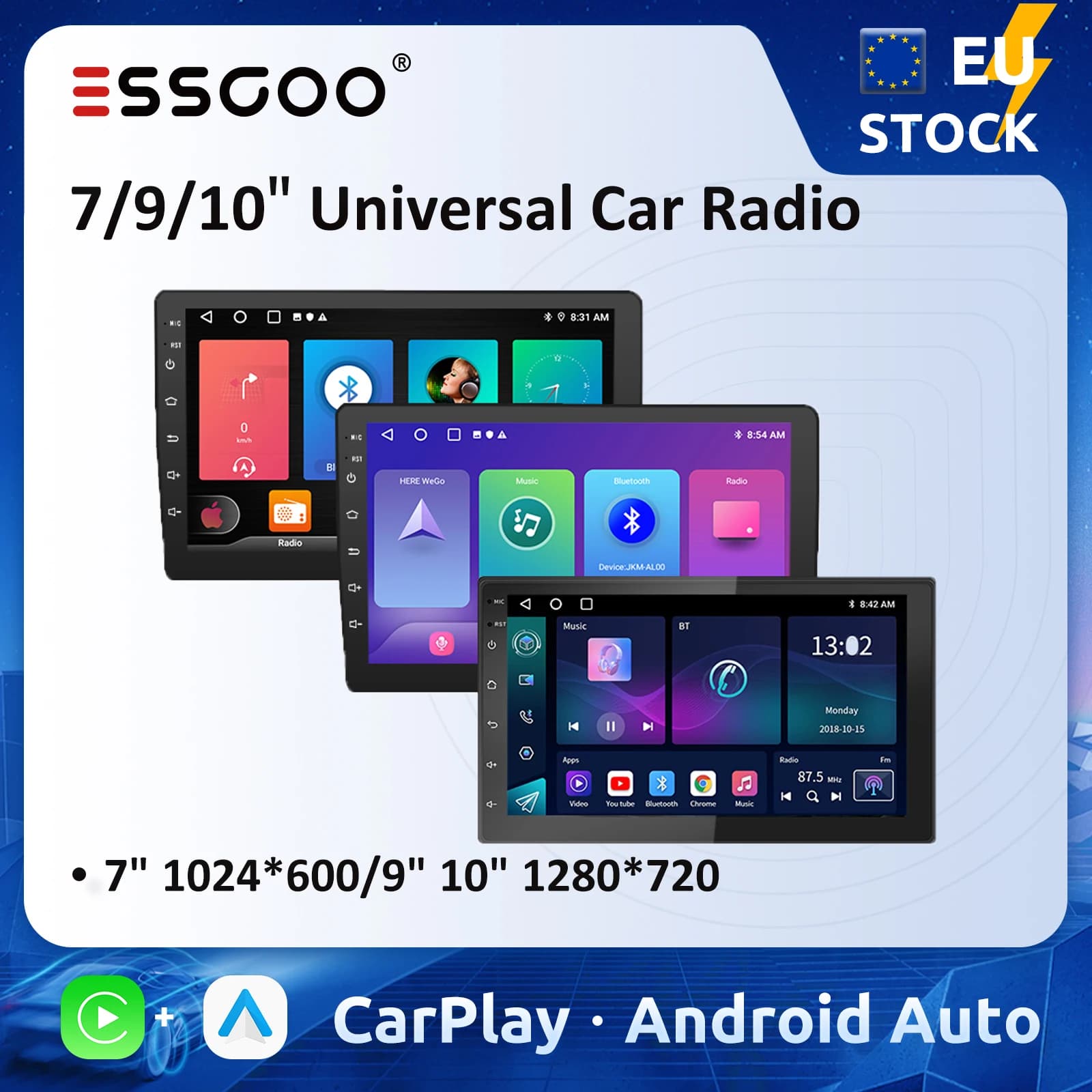 ESSGOO 7 9 10" Car Radio Android Auto Carplay Car Stereo Multimedia Player Universal WIFI GPS Autoradio Car Intelligent Systems