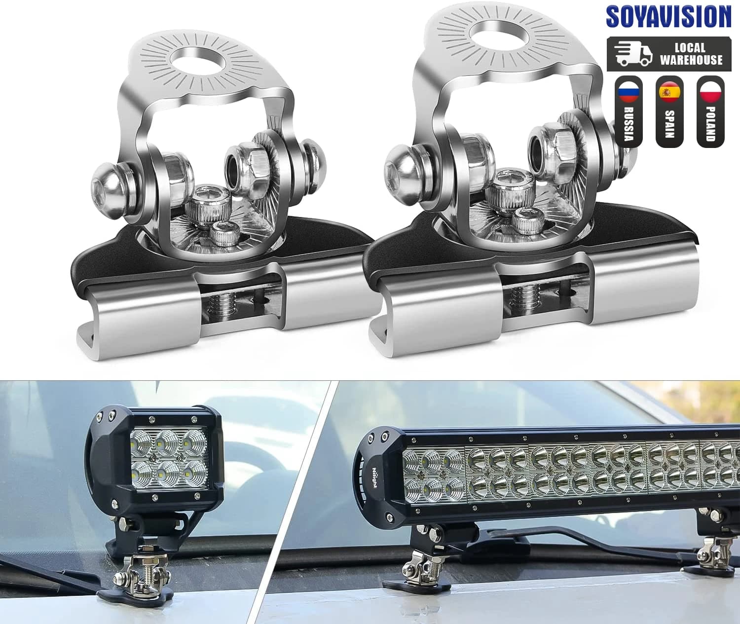 2pcs/set Car Mount Work Light Bracket Clamp Pillar Hood Offroad Led Work Light Bar Holder Accessories Universal