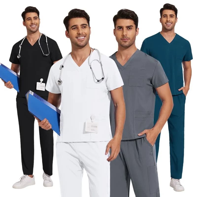 Clinical Green Gray Blue White Sanitary Dentist Medical Nursing Veterinary Surgical Uniform Men Work Wear Jogger Man Scrubs Set