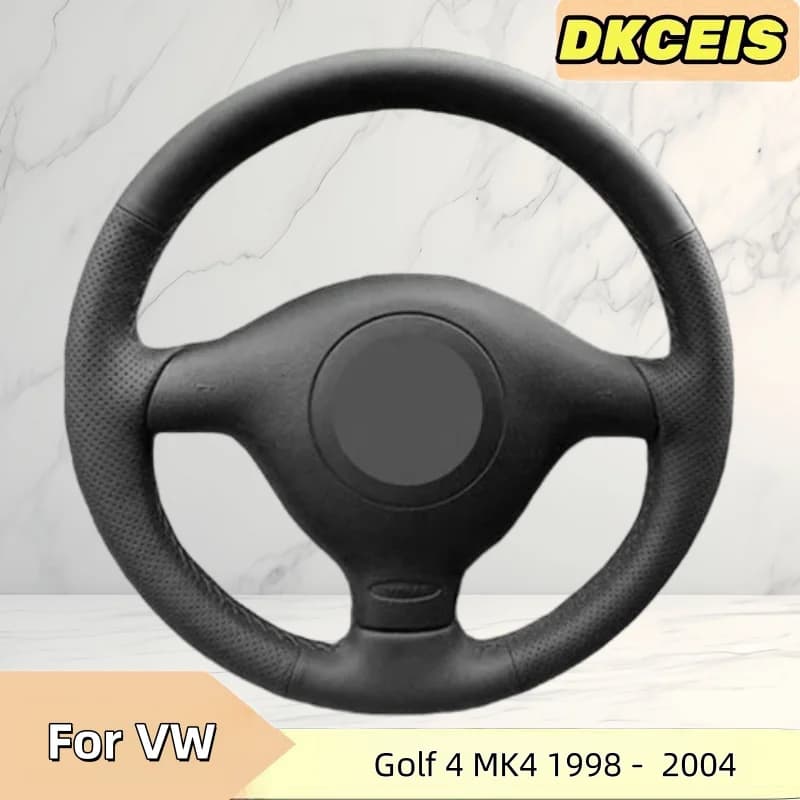 Car Steering Wheel Cover Genuine Leather Breathable For Volkswagen Golf 4 Mk4 Old VW Passat B5 Steering Wheel Braiding Cover