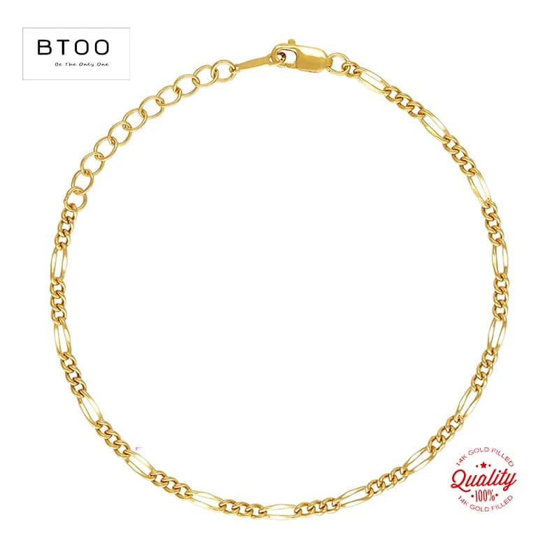 14k Gold Fille Bracelet Chain 2.5mm Gold Dainty Figaro Bracelet For Women Bracelet Minimalist Gold Chain Gift for Her Jewelry