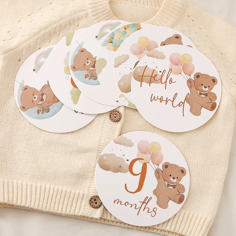 Milestone 16pc Newborn Paper Photography Shooting Prop Cartoon Bear 0 12 Months Milestone Card 100 Days Photography Accessories