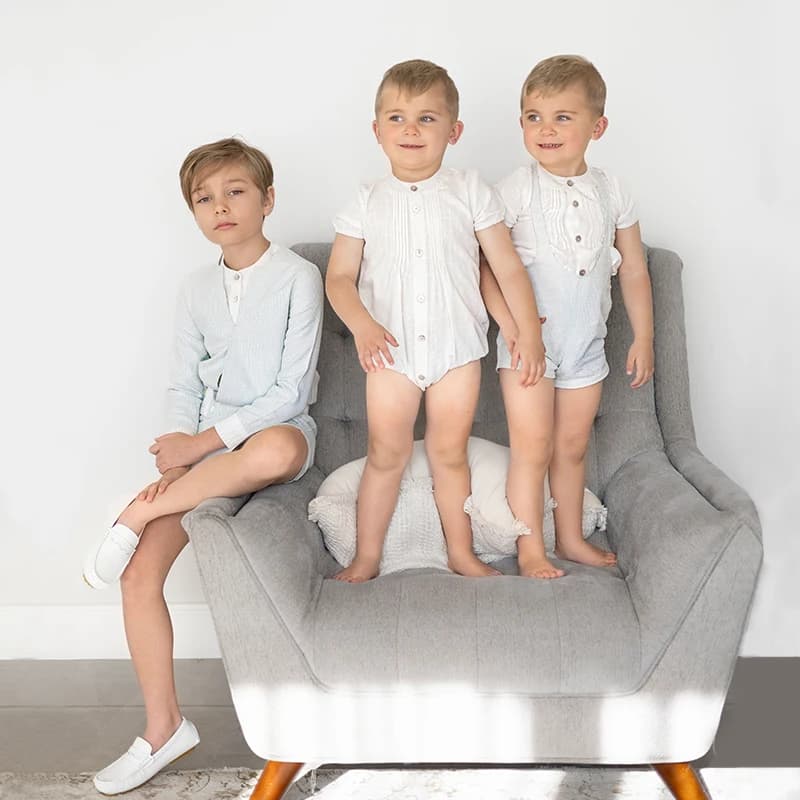 Ali Plus SS25 linen white and green stripe classic style blazer shirt with tucks pants and overalls