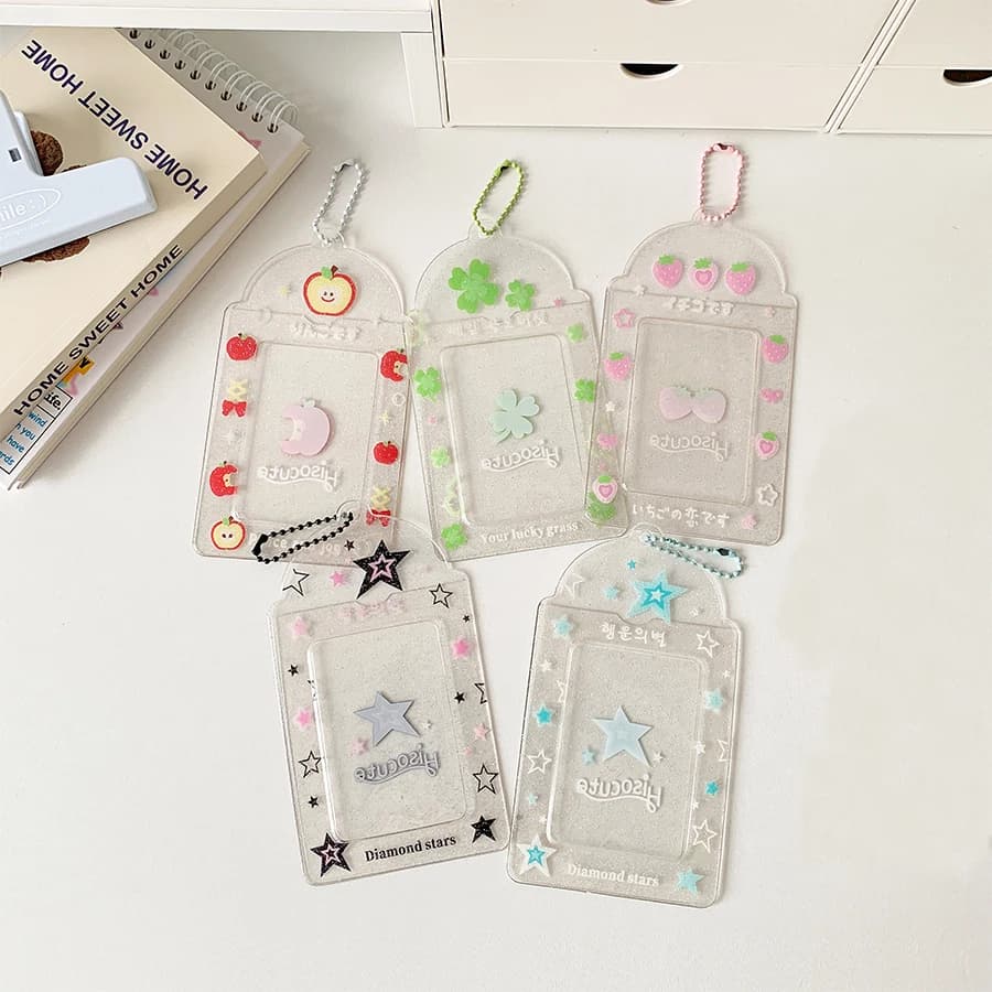 Kpop Photocard Holder Keychain Y2K PhotoCard Holder Kpop Charm Holders Kawaii Photo Card Keychain
