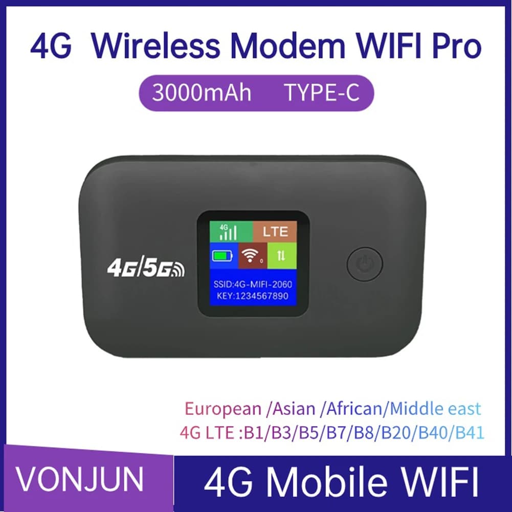 4G Mobile WIFI Router 150Mbps 4G LTE Wireless Router 3000mA Portable Pocket MiFi Modem Mobile Wifi Hotspot with Sim Card Slot
