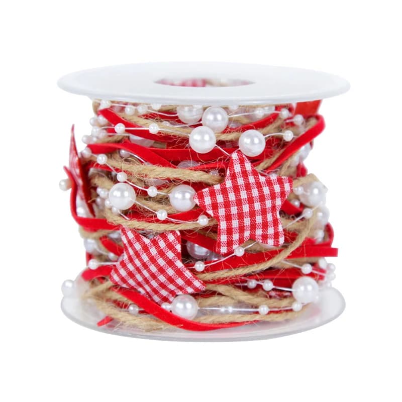 1/2M Christmas Ribbon Decoration Star Bead Chain Ribbon Xmas Tree Ornament DIY Christmas Gift Box Packaging 2026 New Year Natal