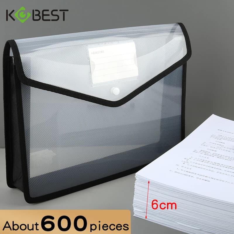 1Pcs Transparent A4 Waterproof File Folder with Press Button Plastic Document Bag for Data Storage Office Supplies
