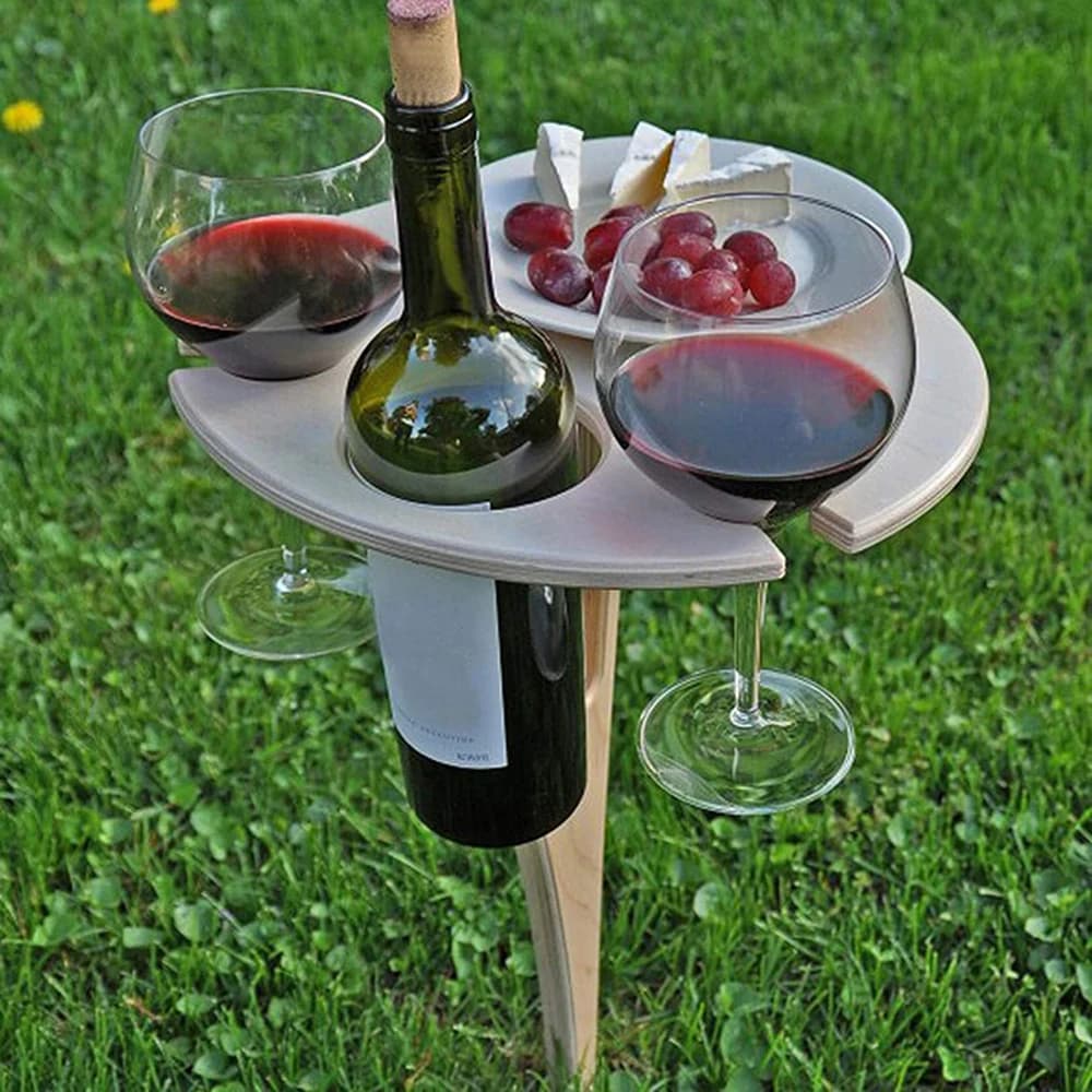 wooden wine table wine holder table Portable Outdoor Folding Wooden Wine Table Wine Glass Holder for Beach Backyard Picnic Party