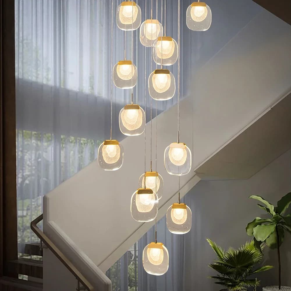 Staircase Crystal Chandelier Modern Home Decor Indoor Lighting Led Pendant Light Luxury Gold Hanging Lamp Dining Room Lustres