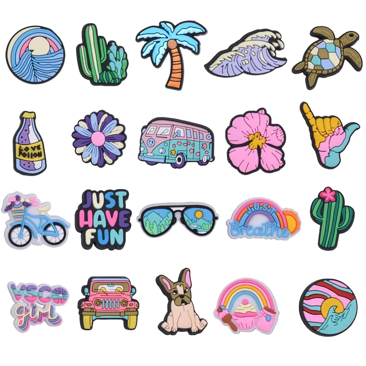 Summer Travel Shoe Charms for Crocs Accessories Charms Clogs Bubble Slides DIY Shoe Decoration Buckle Pin Party Gifts