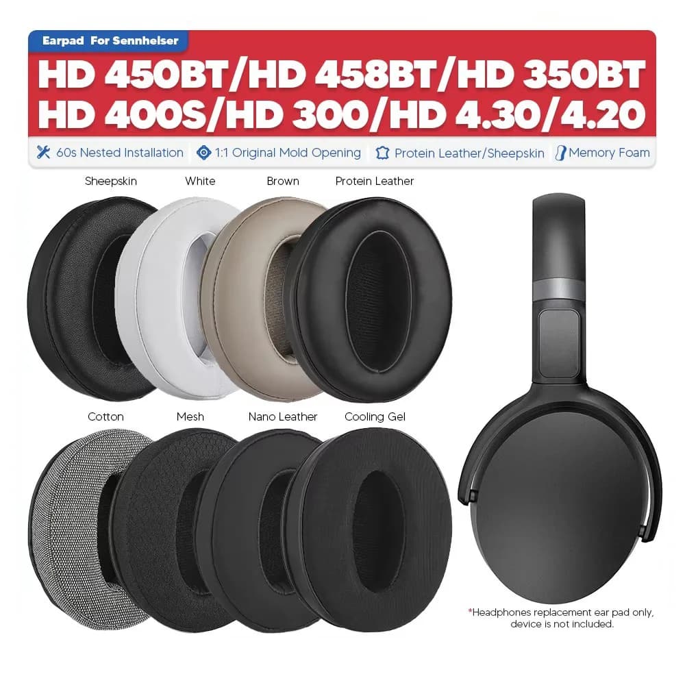 Replacement Ear Pads For Sennheiser HD 450BT 458BT 300 4.30 4.20 400S 350BT Headphone Accessories Ear Cushion Memory Foam Cover