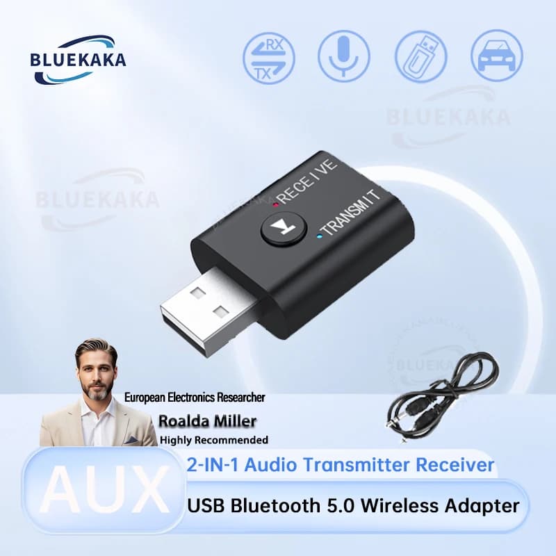 Bluetooth 5.0 Audio Transmitter Receiver 3.5mm AUX Jack RCA USB Dongle Stereo Wireless Adapter for TV Car PC Speaker Headphone