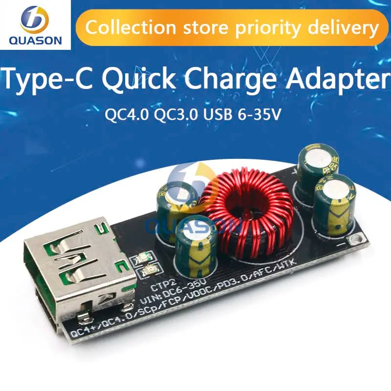 QC4.0 QC3.0 USB Type-C Mobile Phone Quick Charge Adapter 6 -35V Step Down Buck Boost Module for Huawei SCP/FCP Apple PD Qualcomm