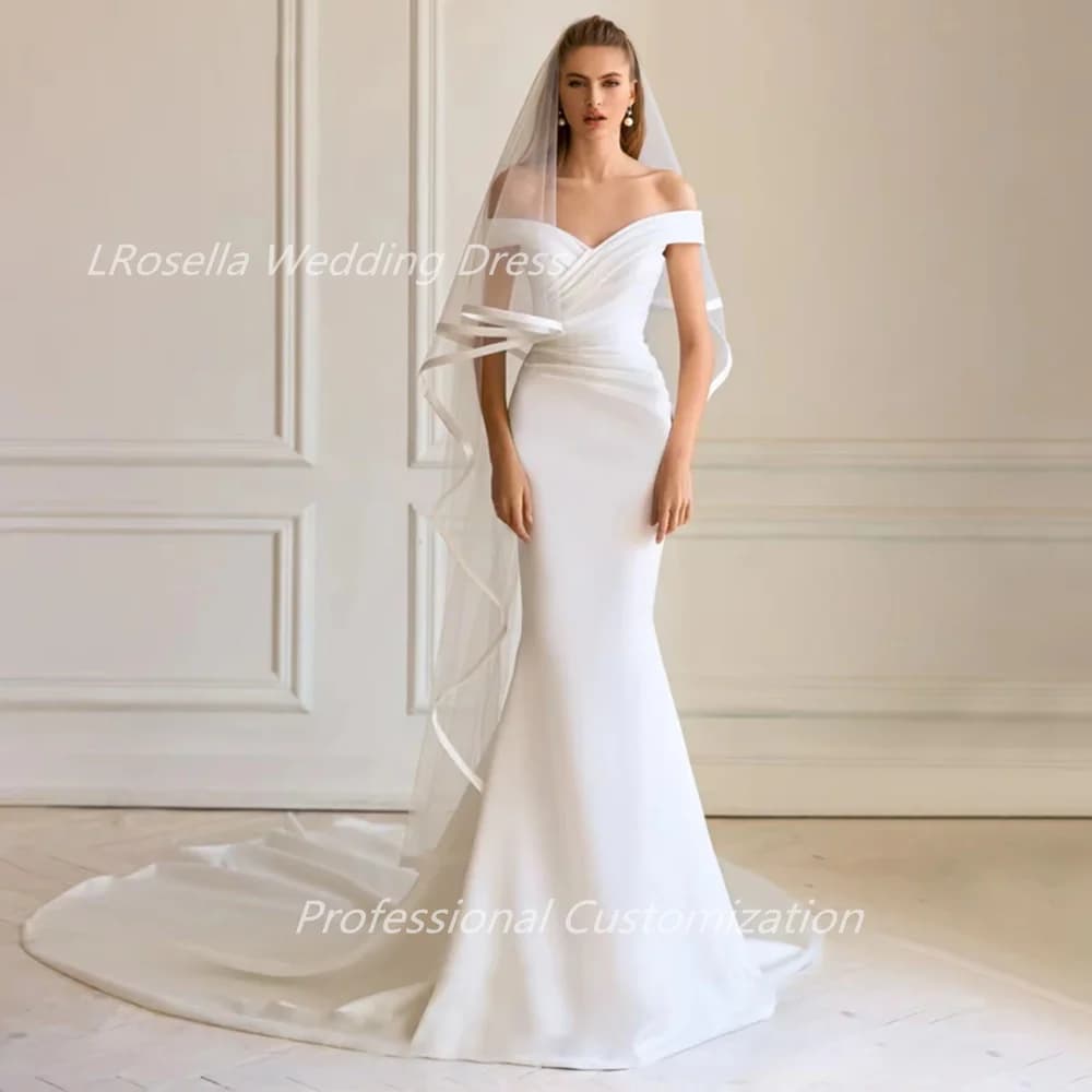 LRosella Wedding Dress Crepe Strapless Floor-Length sleeveless Elegant Exquisite Elegant Morden style For women 2024 الإناث