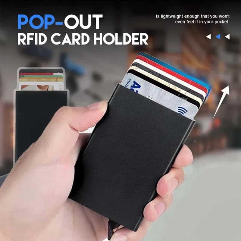 Smart Wallet Pouch ID Credit Card Holder Metal Thin Slim Men Aluminum Blocking Protected Wallet Small Bank Card Case