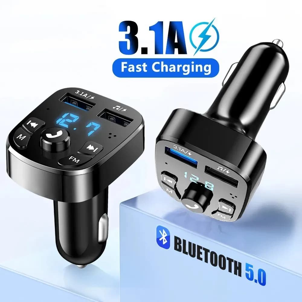 3.1A FM Transmitter Wireless Bluetooth 5.0 Car MP3 Player Dual USB Fast Charging Adapter in Car Noise Reduction Audio Receiver