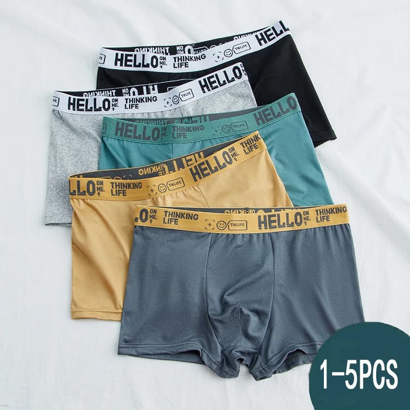 1-5PCS men's underwear mid-waist breathable and comfortable teenage boxer men's underwear
