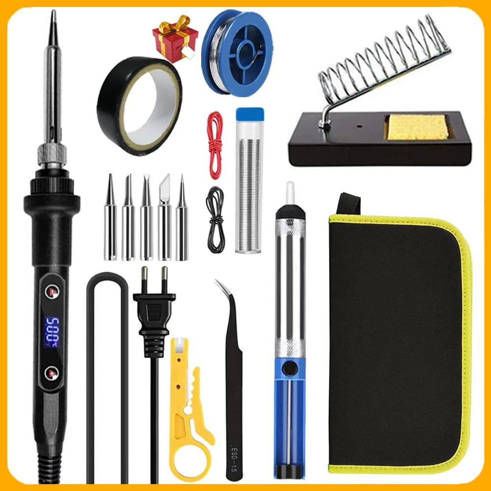 NEW Electric Soldering Iron 16IN1 80W LCD Digital Display 180-500 Adjustable Replaceable Head Soldering Iron Tin Pen Welding Kit