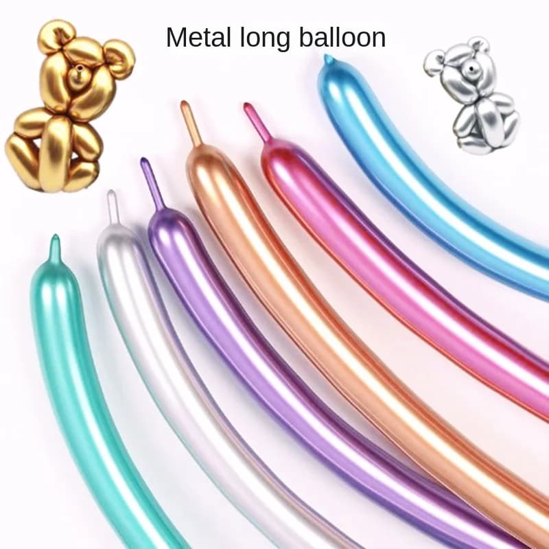 10/20pcs Magic Glossy Metal Latex Balloons Long Shape Thick Chrome Metallic Colors Air Balls Globos Birthday Party Decorations