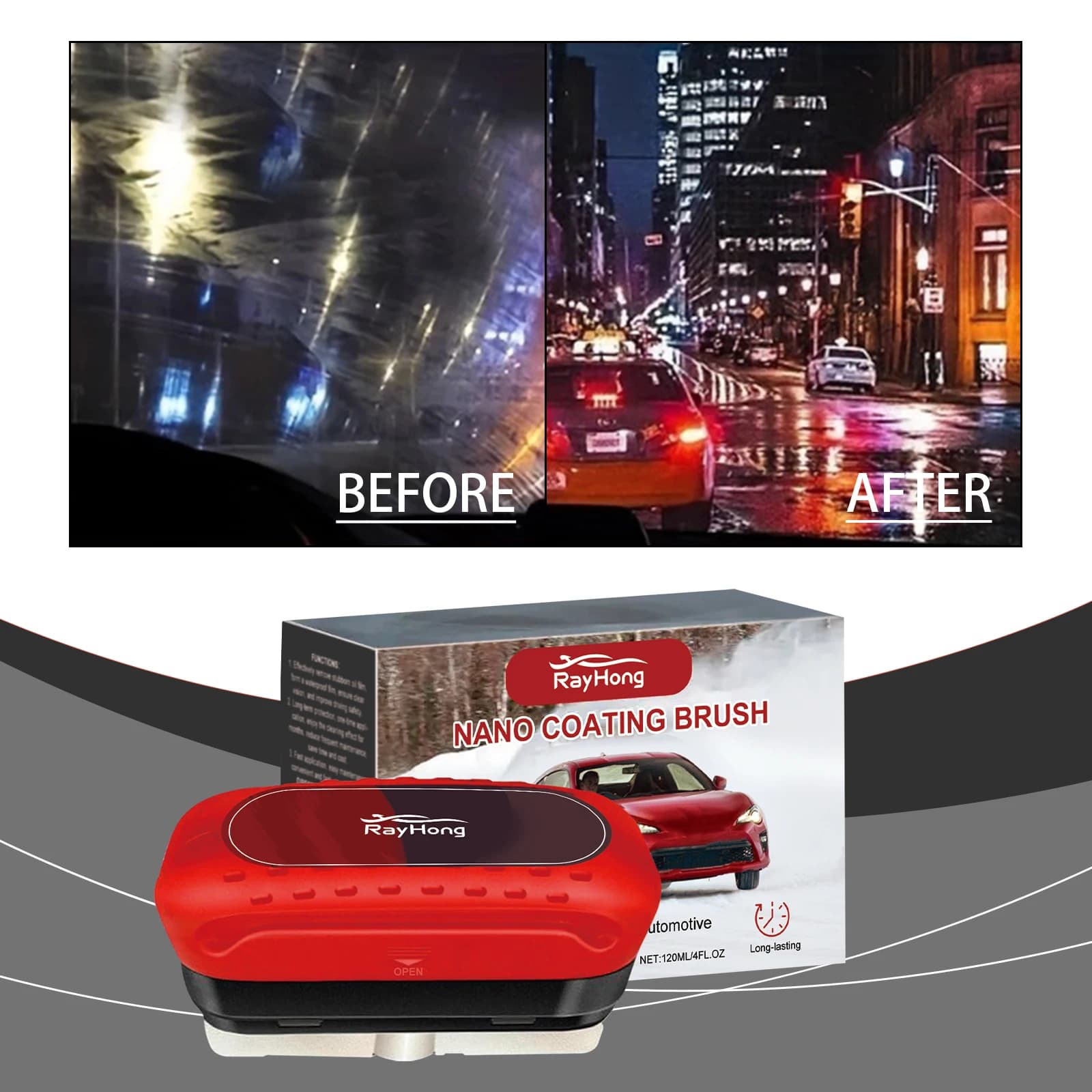 Nano Coating Car Brush, Waterproof Windshield Cleaner Tool, Streak-Free Auto Glass Scrubber, Detailing Brush For Car Windows Car