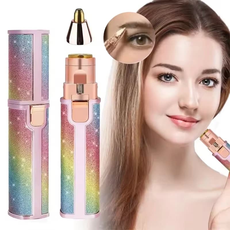 2-in-1 rechargeable facial hair removal and eyebrow razor - facial lips body painless facial razor, built-in LED light USB