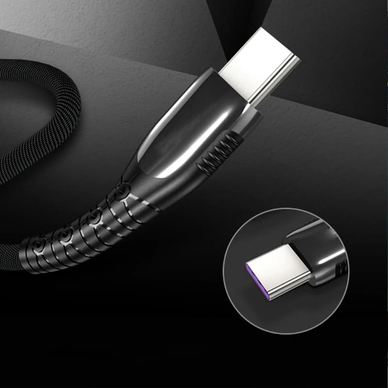 Braided USB C Power Supply Cable 5A Quick Charging Fast Speed Data Transfer Cord