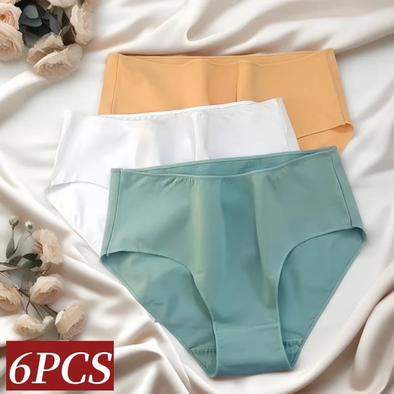 6Pcs/Set Cotton Panties Women High Waist Briefs Seamless Underwear Breathable Underpants Solid Color Panty M-2XL Intimates
