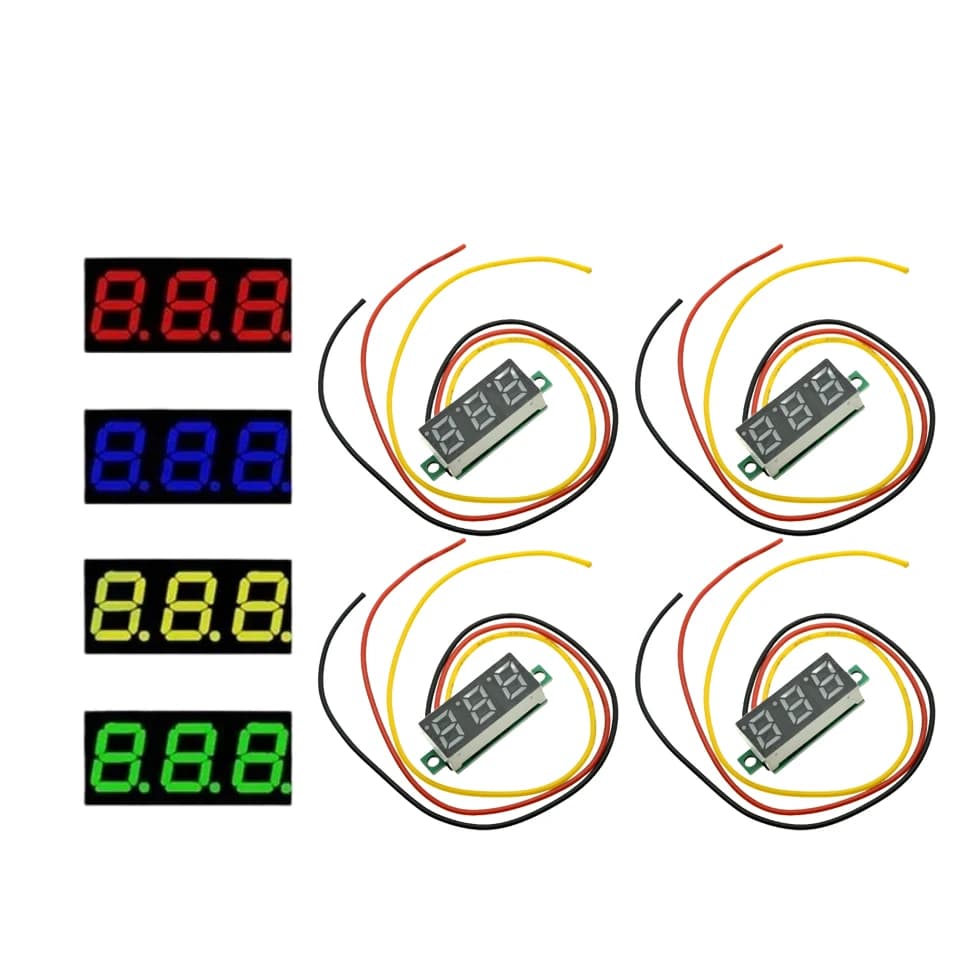 4pcs Digital Mini Digital Voltmeter 0.28 Inch Three-Line 0-100V Digital Voltmeter Gauge Tester LED Display Panel Voltmeter