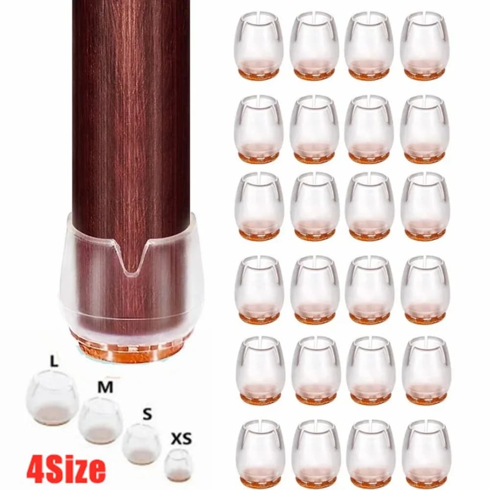 4Size 16Pcs Chair Leg Cover Silica Gel Table Socks Floor Protector for Chair Leg Floor Protection Anti-slip Furniture Legs Cover