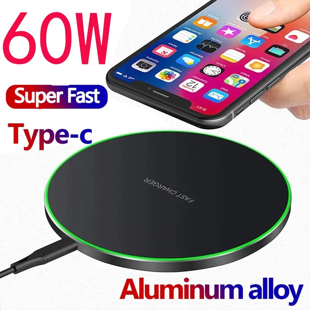 60W Fast Wireless Charger for Google Pixel 7 Pro Pixel 7 Google Pixel 7 iPhone 12 11 Pro X XS 8 Phone Wireless Charging Pad