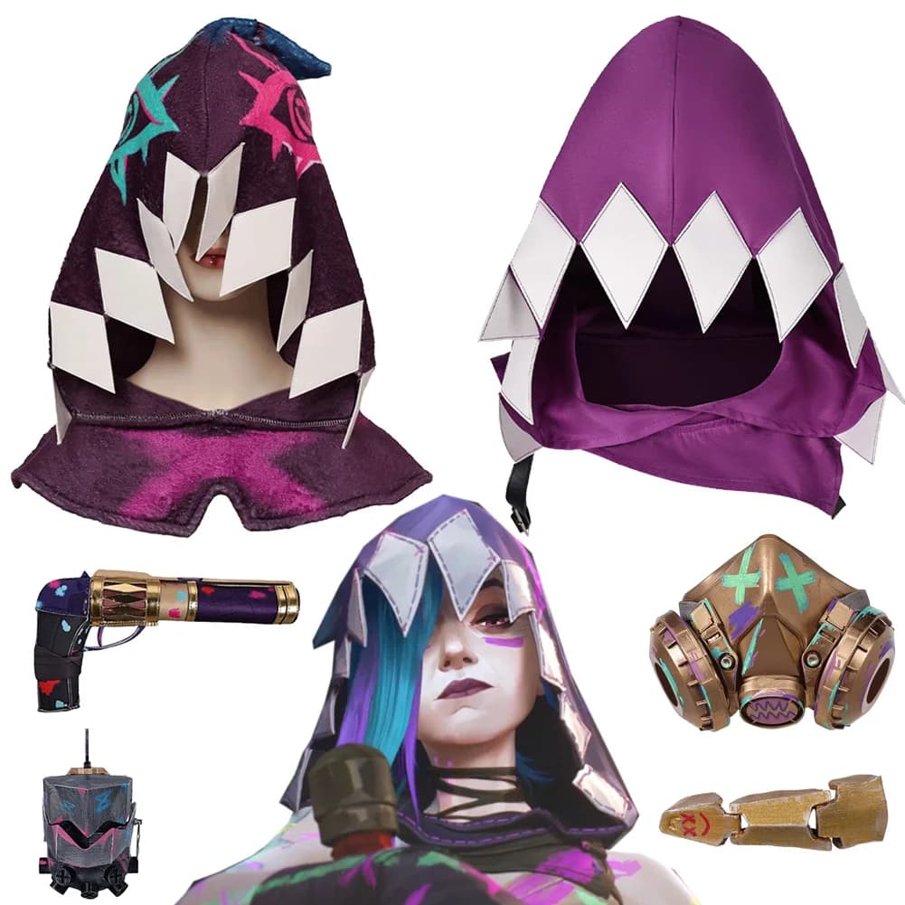 Disguise Arcane Jinx Cosplay Hat Game LOL TV 2 Costume Accessories Adult Women Roleplay Headwear Female Fancy Dress Up Party