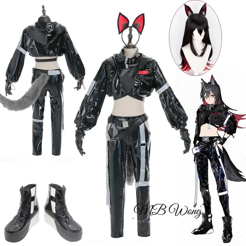 Game Arknights Texas Cosplay Costume Wig Ears Tail Ambience Synesthesia Suits Full Set Pants Jacket Halloween Party Outfit Shoes
