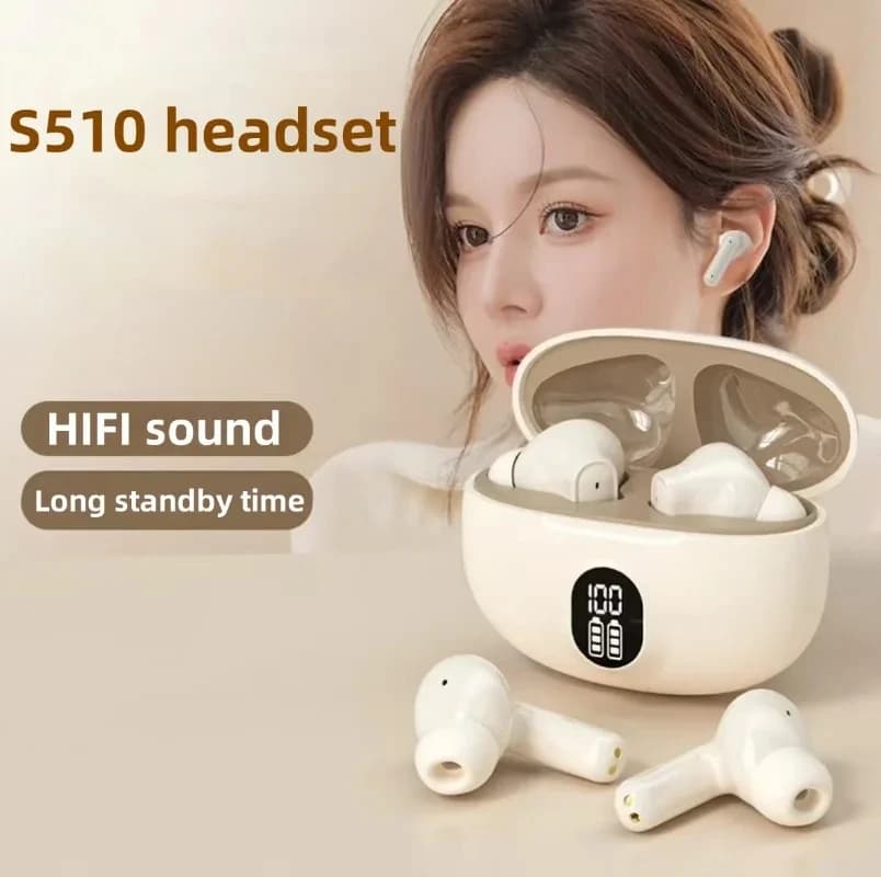 NEW S510 TWS Wireless Headphones LED Power Earphones Digital Display Headset Stereo Sound Bluetooth-compatible for Xiaomi