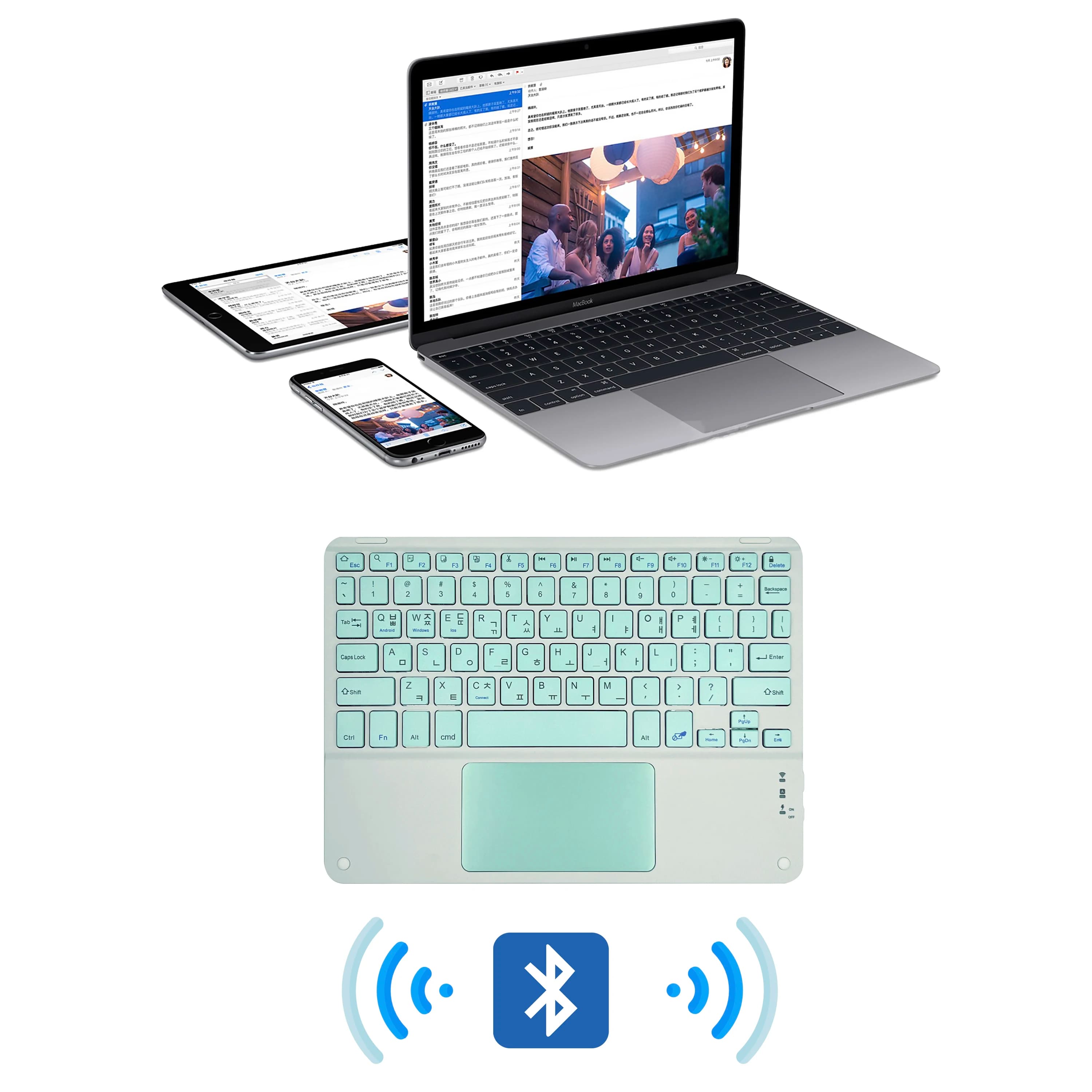 Rechargeable Bluetooth-compatible Keyboard Ultra-Slim Wireless Mouse Keyboard Set for Android Windows Tablet iPhone iPad