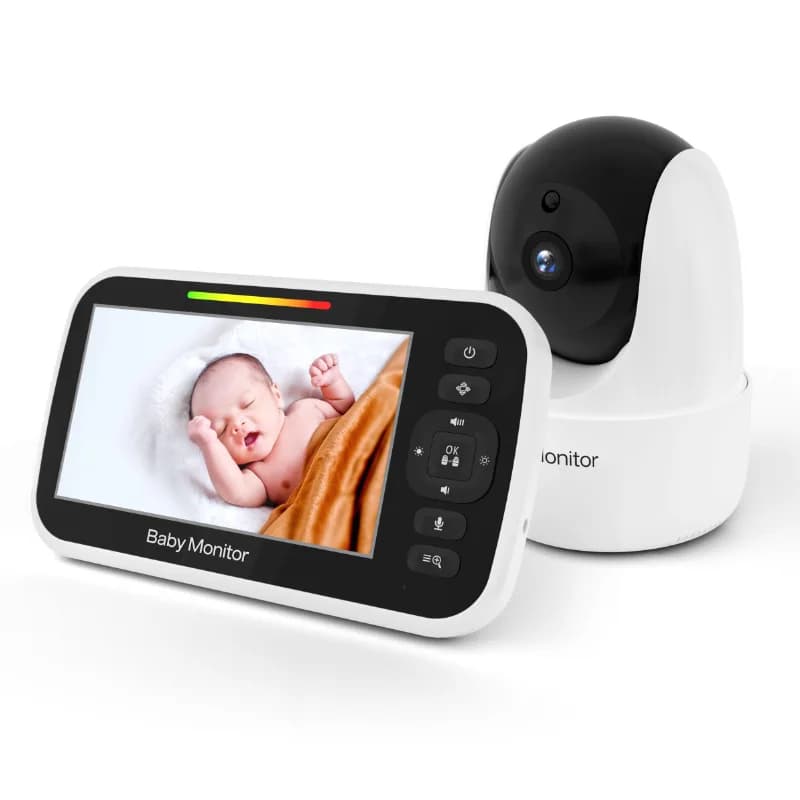 5Inch Wireless PTZ Baby Monitor Temperature Monitoring VOX Feeding Remind Intercom BabySistter Nanny Cam Long Range Baby Camera