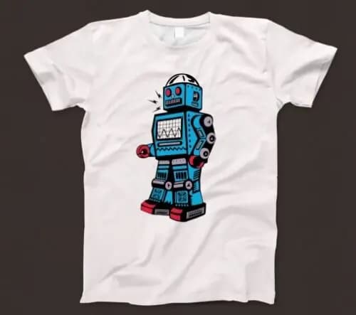 Retro Robot T Shirt 802 Machine Android 80s Bot Sci-Fi AI Omnibot Verbot Gemini