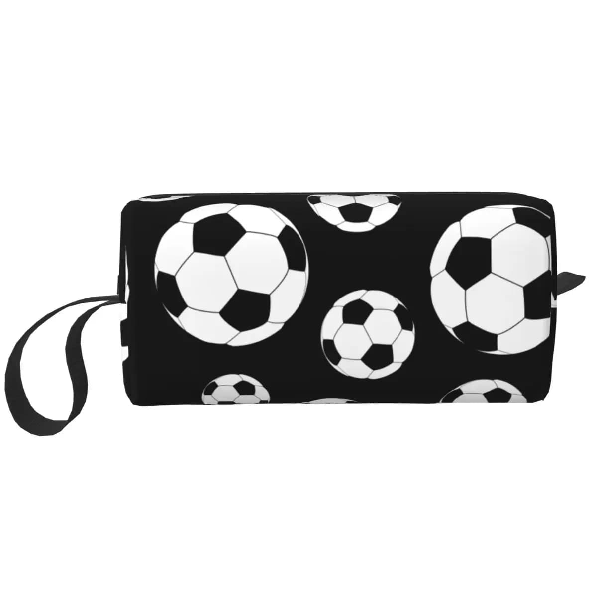 Custom Kawaii Soccer Sports Ball Travel Toiletry Bag for Women Cosmetic Makeup Bag Beauty Storage Dopp Kit
