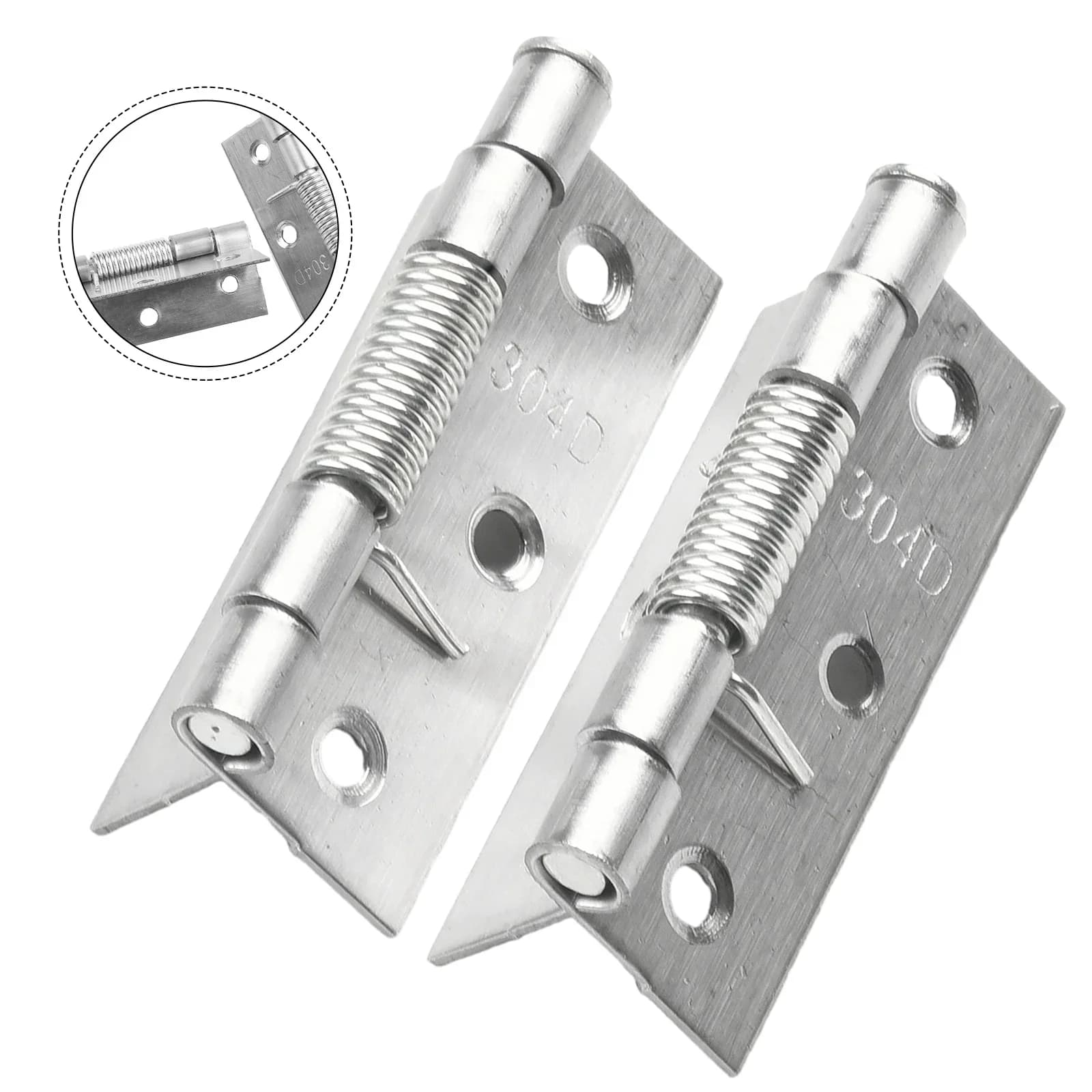 2pcs Self Closing Spring Door Hinge Stainless Steel Hinge For Cabinets Door Closer Automatic Rebound Hinge Furniture Hardware