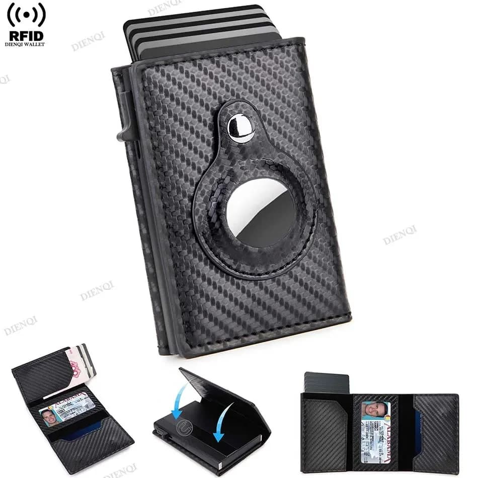 Rfid Credit Card Holder Men Wallets for Airtag Slim Thin Bank Cardholder Case Travel Minimalist Wallet for Apple Air Tag Tracker