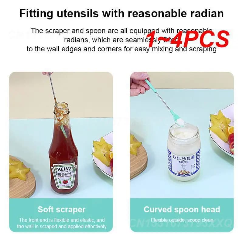 1~4PCS Hanging Spoon Durable 304 Stainless Steel Kitchen Accessories Butter Spreader Small Scraper Rubber Scraper Kitchen Baking