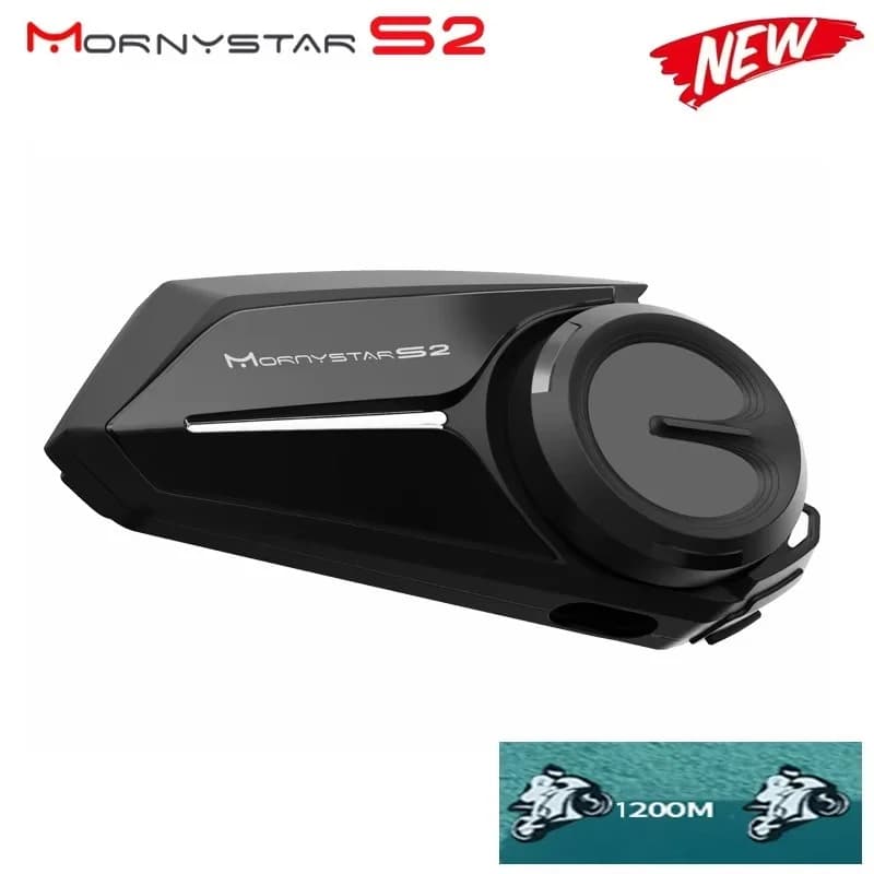 Monystar Helmet Headset S2 Motorcycle Bluetooth Intercom For 2 Rider 1200M Intercomunicador Moto Interphone BT 5.1 Waterproof Bi
