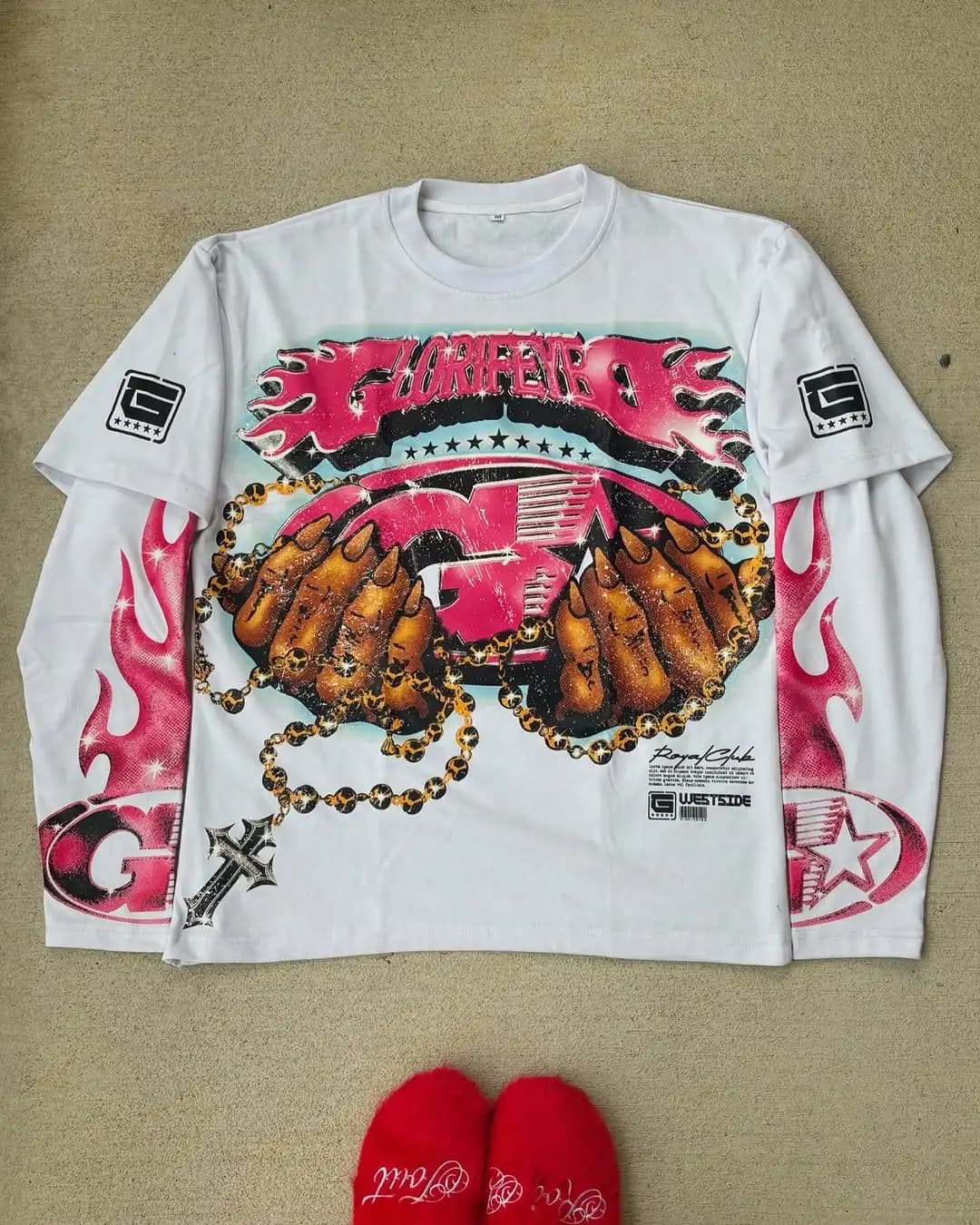 Street Hip-hop Harajuku Retro American Punk Goth Fashion Personalized Letter Design Casual Loose T-shirt Men Versatile Top