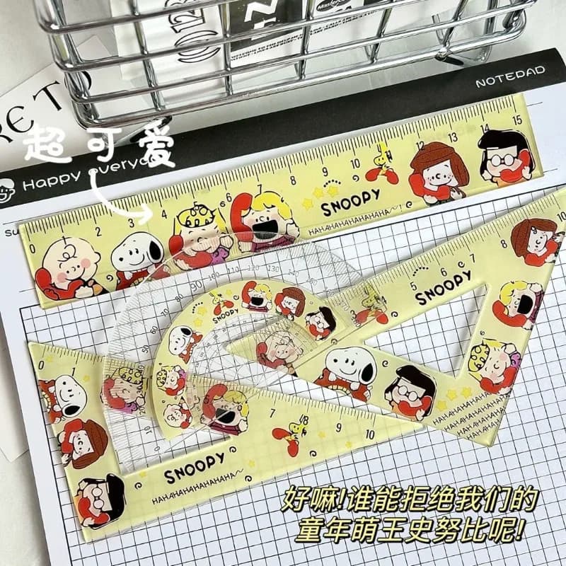 Snoopy animation peripheral Lucy Van Pelt cartoon ruler creative cute kawaii ins student triangle ruler set stationery wholesale