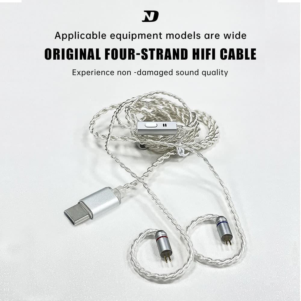 ND Headphone Cord High-Purity Copper Cube Mixed Upgrade Cable Earphone Wire Original Replacement Type C Headset Wire