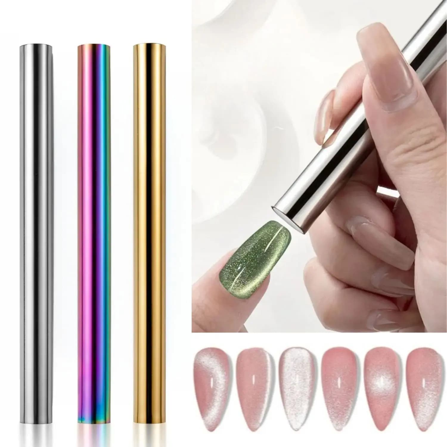 Cat Eye Nail Magnetic Stick Cylindrical Magnet for Cat Eye UV Gel Polish Snowlight Glitter Effect Tools Manicure Design Tool