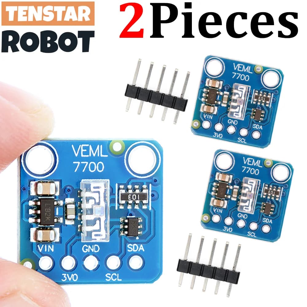 TENSTAR 2pcs VEML7700 Ambient Light Sensor Module 120k Lux Light measuring Sensor Board 3.3V 5V I2C IIC Interface